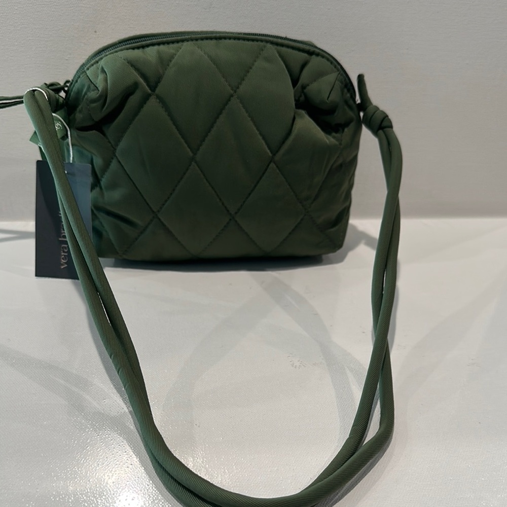 NWT Vera Bradley Blake Crossbody in Bronze Green with inside zip pocket.